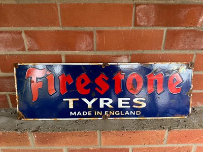 Lot 37 - FIRESTONE TYRES ENAMEL SIGN 24" X 8"