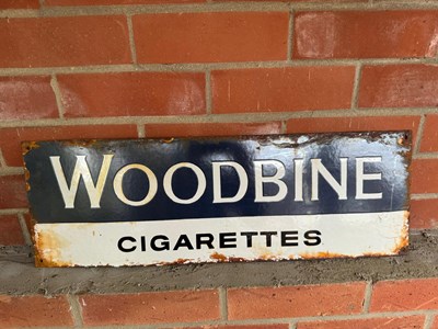 Lot 51 - WOODBINE CIGARETTES ENAMEL SIGN 24" X 8"