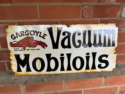 Lot 71 - GARGOYLE VACCUUM MOBILOILS ENAMEL SIGN 24" X 11"