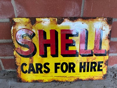 Lot 317 - SHELL CARS FOR HIRE SIGN 14" X 9.5"