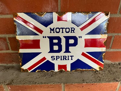 Lot 347 - BP MOTOR SPIRIT ENAMEL SIGN 14" X 9.5"