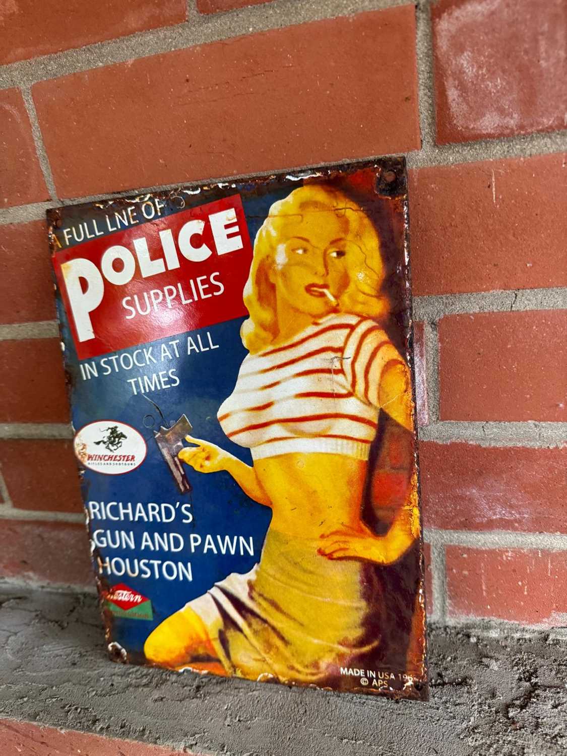 Lot 355 - POLICE SUPPLIES ENAMEL SIGN 12" X 9"