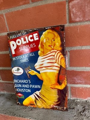 Lot 355 - POLICE SUPPLIES ENAMEL SIGN 12" X 9"