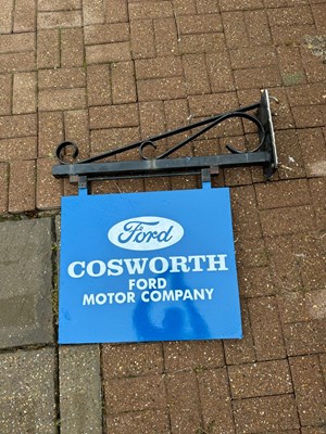 Lot 381 - FORD COSWORTH MOTOR COMPANY , DOUBLE SIDED HANGING SIGN 24" X 20"