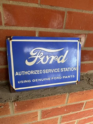 Lot 397 - FORD AUTHORIZED SERVICE STATION ENAMEL SIGN 12" X 8.5"