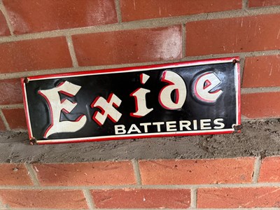 Lot 405 - EXIDE BATTERIES ENAMEL SIGN 18" X 6"