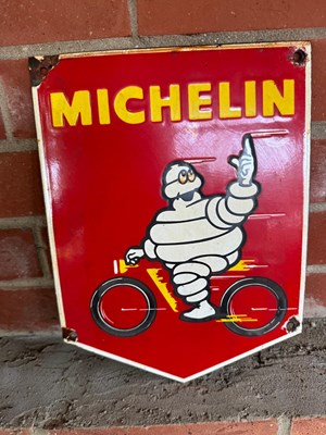 Lot 409 - RED MICHELIN ENAMEL SIGN 12" X 9"