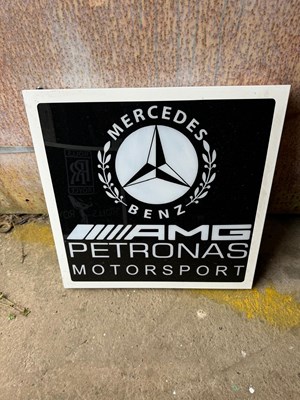 Lot 449 - AMG PETRONAS MOTORSPORT LIGHT UP SIGN 24" X 24"