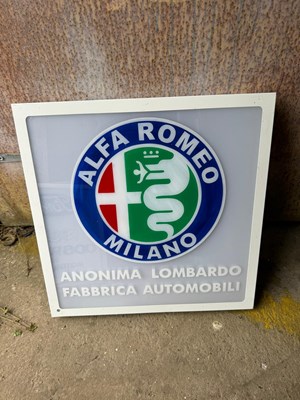 Lot 485 - ALFA ROMEO MILANO LIGHT UP SIGN 24" X 24"