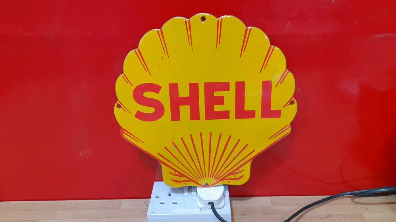Lot 263 - REPRODUCTION ENAMEL SHELL SIGN