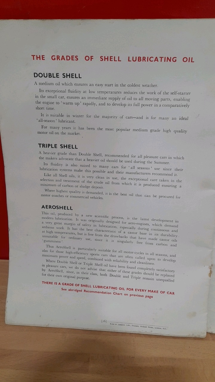 Lot 735 - SHELL OIL LUBRICATION BOOK