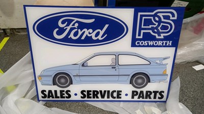 Lot 169 - FORD SIERRA COSWORTH LARGE SIGN, PERSPEX SIGN 23" X 33"