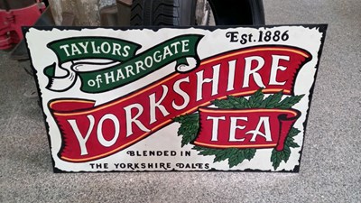 Lot 653 - PAINTED STEEL YORKSHIRE TEA SIGN