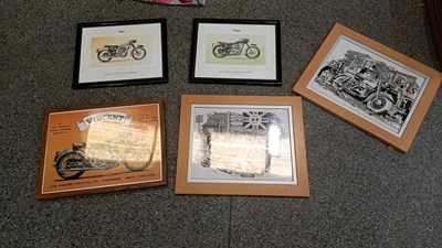 Lot 723 - 5 FRAMED MOTORCYCLE PRINTS