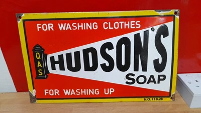 Lot 147 - HUDSON'S SOAP ENAMEL SIGN 15" x 9"