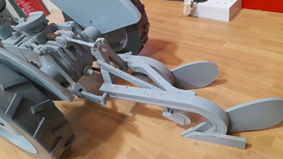 Lot 773 - WOODEN HAND BUILT GREY FERGUSON & PLOUGH 35" X 10"