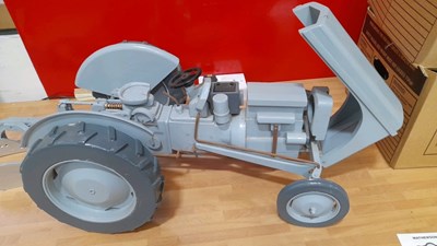 Lot 773 - WOODEN HAND BUILT GREY FERGUSON & PLOUGH 35" X 10"