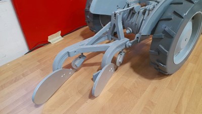 Lot 773 - WOODEN HAND BUILT GREY FERGUSON & PLOUGH 35" X 10"