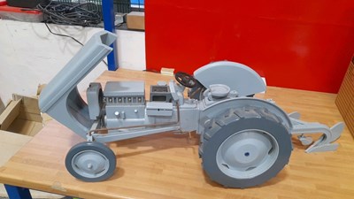 Lot 773 - WOODEN HAND BUILT GREY FERGUSON & PLOUGH 35" X 10"