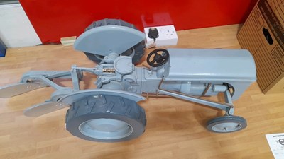 Lot 773 - WOODEN HAND BUILT GREY FERGUSON & PLOUGH 35" X 10"