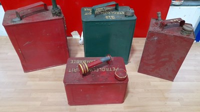 Lot 661 - 3X VALOR CANS CIRCA 1944 1X GPO PETROL CAN