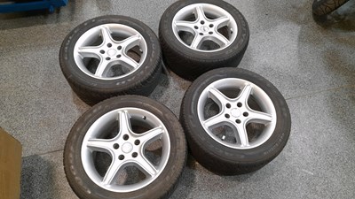 Lot 593 - SET OF 4 ALESSIO ALLOY WHEELS FOR MERCEDES R107 MODEL