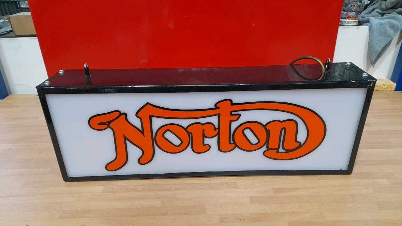 Lot 343 - NORTON DOUBLE SIDED LIGHT UP SIGN 25" x 9"