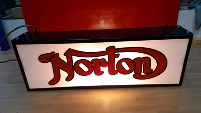 Lot 343 - NORTON DOUBLE SIDED LIGHT UP SIGN 25" x 9"