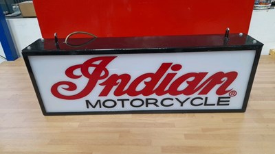 Lot 35 - INDIAN MOTORCYCLES, DOUBLE SIDED LIGHT UP SIGN 25" X 9"