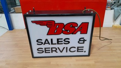 Lot 613 - BSA SALES & SERVICE, DOUBLE SIDED LIGHT UP SIGN 17" X 12"