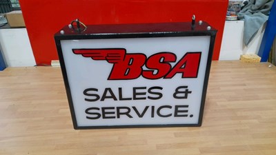 Lot 613 - BSA SALES & SERVICE, DOUBLE SIDED LIGHT UP SIGN 17" X 12"