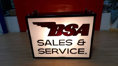 Lot 613 - BSA SALES & SERVICE, DOUBLE SIDED LIGHT UP SIGN 17" X 12"
