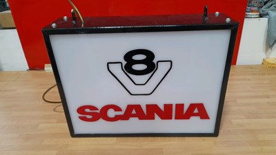 Lot 653 - SCANIA V8 , DOUBLE SIDED LIGHT UP SIGN 17" X 12"