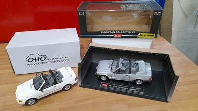 Lot 175 - FORD ESCORTS MK4 XR3i CABRIOLET + MK3 CABRIOLET 1.18 SCALE MODEL BY OTTO & SUNSTAR