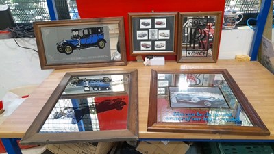 Lot 619 - COLLECTION OF 4 ROLLS ROYCE MIRRORS + FRAMED COLLECTOR CARDS