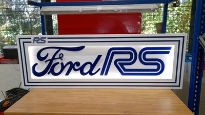 Lot 1 - FORD RS WOODEN HAND MADE LIGHT UP SIGN 62" X 23"