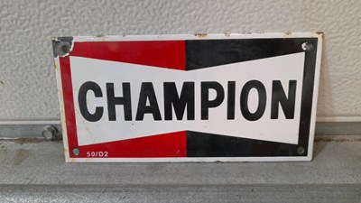 Lot 335 - CHAMPION ENAMEL SIGN 8" X 4"