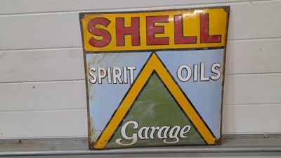 Lot 347 - SHELL SPIRIT OILS GARAGE ENAMEL SIGN 20" X 20"