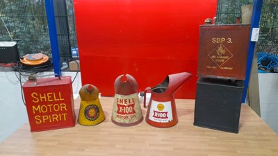 Lot 735 - 3X PETROL CANS + 3X LARGE OIL JUGS