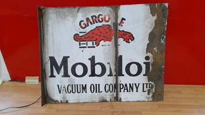 Lot 413 - MOBILOIL VACUUM OIL COMPANY LTD , DOUBLE SIDED ENAMEL SIGN 20" X 16"