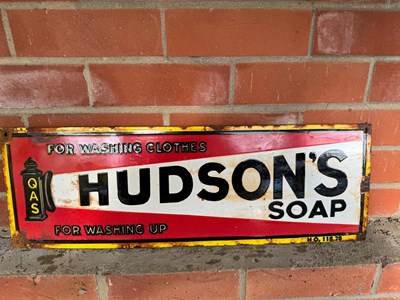 Lot 87 - HUDSON SOAP ENAMEL SIGN 24" X 8"