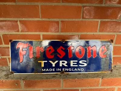 Lot 131 - FIRESTONE ENAMEL SIGN 24" X 8"