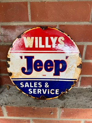 Lot 201 - WILLYS JEEP ENAMEL SIGN 12" DIAMETER