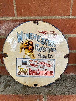 Lot 309 - WINCHESTER ENAMEL SIGN 12" DIAMETER