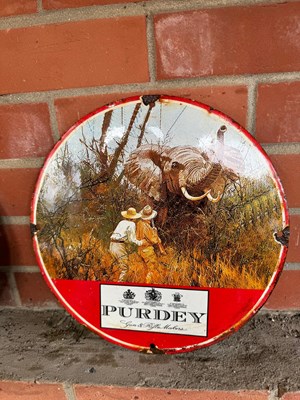 Lot 315 - PURDEY ENAMEL SIGN 12" DIAMETER