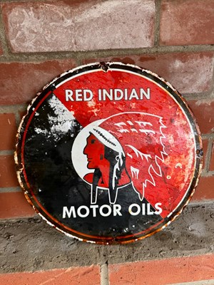 Lot 333 - RED INDIAN ENAMEL SIGN 12" DIA