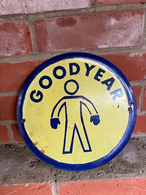 Lot 373 - GOODYEAR ENAMEL SIGN 10" DIA