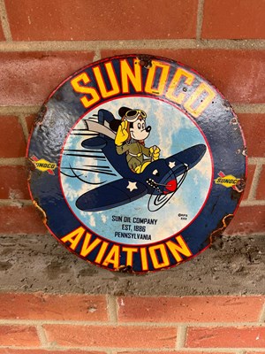 Lot 379 - SUNOCO ENAMEL SIGN 12" DIA