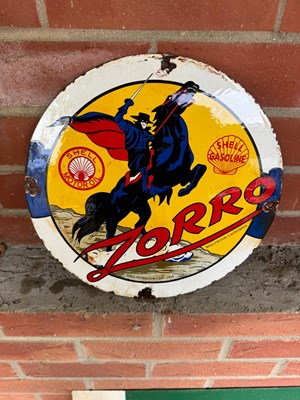 Lot 405 - ZORRO ENAMEL SIGN 12" DIA