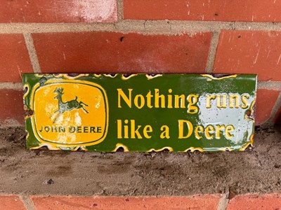 Lot 455 - JOHN DEERE ENAMEL SIGN 12" X 4"